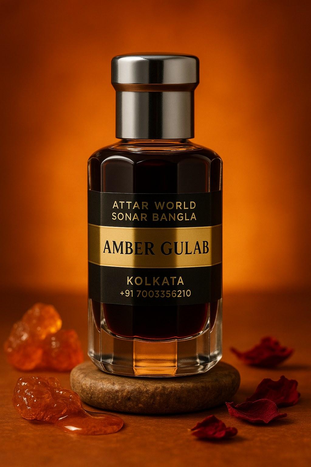 Amber Gulab attar, front view [shoot-v2 angle 1]