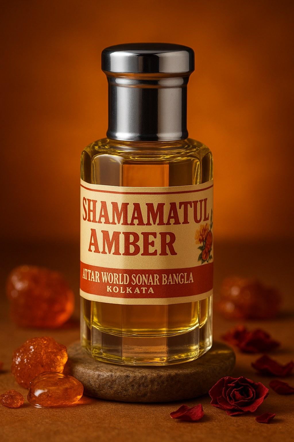Shamamatul Amber attar, front view [shoot-v2 angle 1]