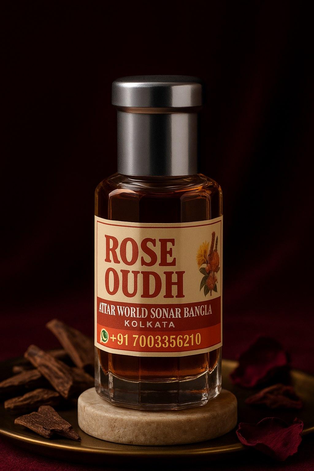 Rose Oudh attar, front view [shoot-v2 angle 1]