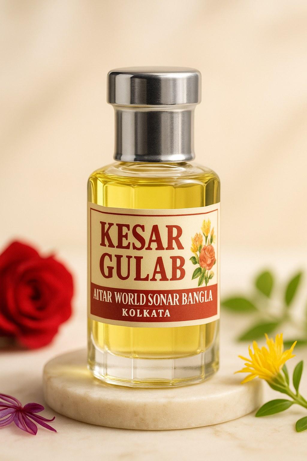 Kesar Gulab attar, front view [shoot-v2 angle 1]