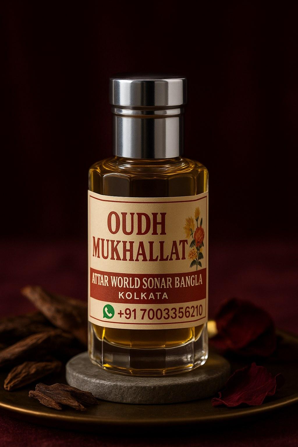 Oudh Mukhallat attar, front view [shoot-v2 angle 1]