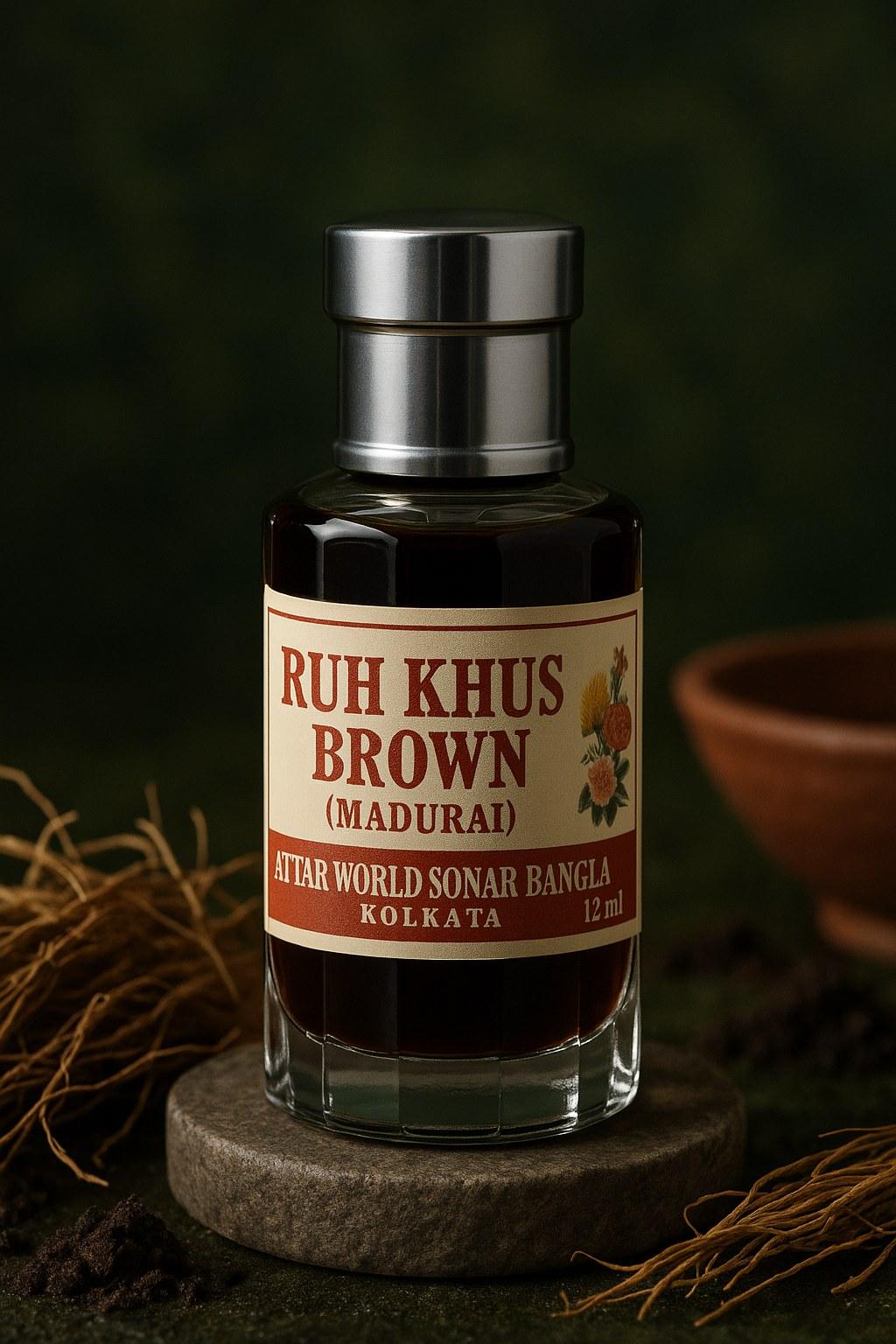 Ruh Khus Brown (Madurai) attar, front view [shoot-v2 angle 1]