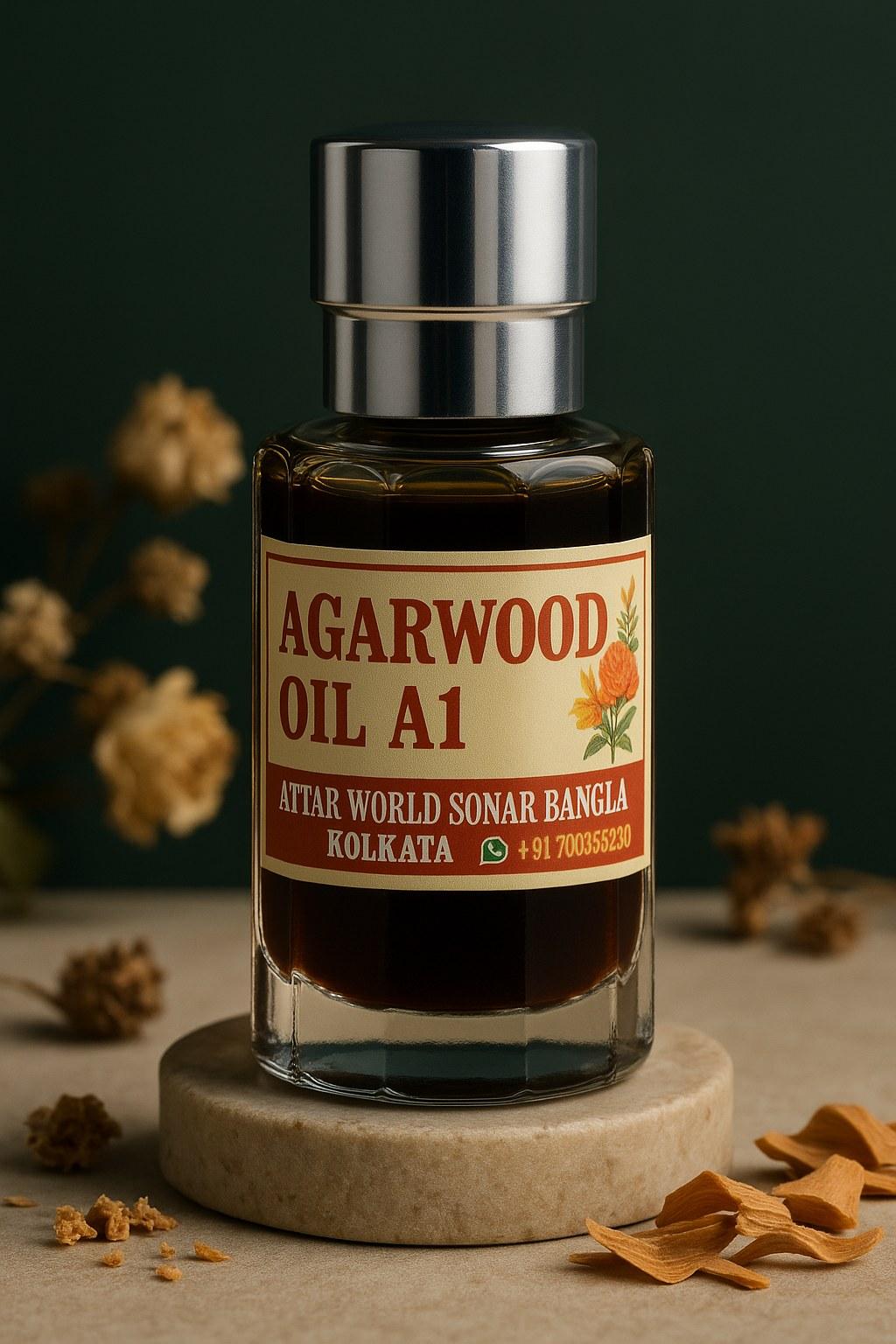 Agarwood Oil A1 attar, front view [shoot-v2 angle 1]